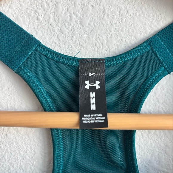 NWT Under Armour HeatGear High Teal Sports Bra Compression Adjustable Dry Fit M - Picture 5 of 9